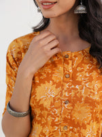 Thumbnail for Janasya Bright Cotton Floral Straight Kurta Set