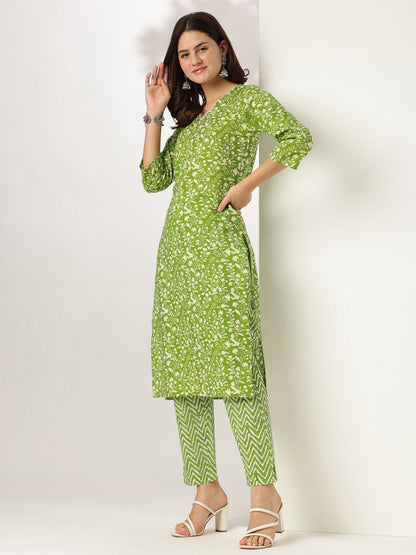Janasya Bright Cotton Floral Straight Kurta Set - Distacart