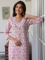 Thumbnail for Janasya Light Cotton Floral Straight Kurta Set