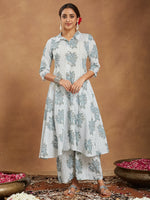 Thumbnail for Janasya Light Cotton Floral A-Line Kurta Set