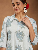 Thumbnail for Janasya Light Cotton Floral A-Line Kurta Set