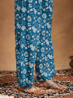 Thumbnail for Janasya Dark Cotton Floral A-Line Kurta Set