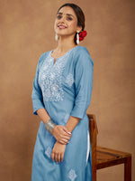Thumbnail for Janasya Light Rayon Embroidered Straight Kurta