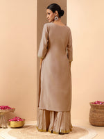 Thumbnail for Janasya Brown Straight Silk Blend Kurta - Dista
