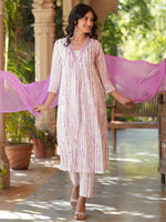 Thumbnail for Janasya Light Cotton Tie & dye A-Line Kurta Set