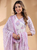 Janasya Light Cotton Floral Angrakha Kurta Set - Distacart