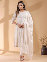 Thumbnail for Janasya Light Cotton Ethnic Motifs Anarkali Kurta Set