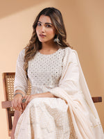 Thumbnail for Janasya Light Cotton Ethnic Motifs Anarkali Kurta Set
