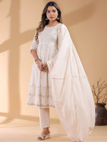 Thumbnail for Janasya Light Cotton Ethnic Motifs Anarkali Kurta Set