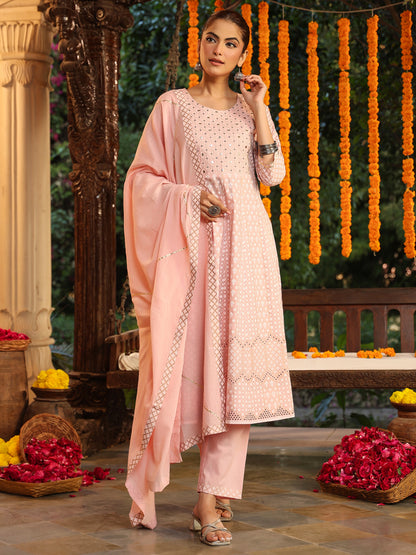 Janasya Light Cotton Ethnic Motifs Anarkali Kurta Set - Distacart