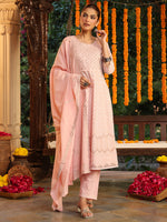 Thumbnail for Janasya Light Cotton Ethnic Motifs Anarkali Kurta Set