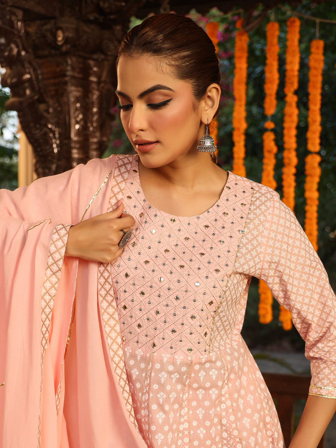 Janasya Light Cotton Ethnic Motifs Anarkali Kurta Set - Distacart