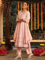 Thumbnail for Janasya Light Cotton Ethnic Motifs Anarkali Kurta Set