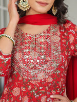 Thumbnail for Janasya Bright Cotton Yoke Embroidery A-Line Kurta Set
