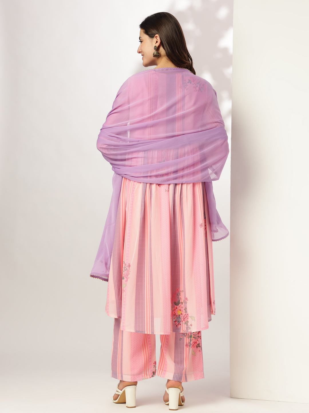 Janasya Light Georgette Embroidered A-Line Kurta Set