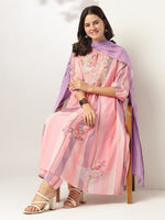 Thumbnail for Janasya Light Georgette Embroidered A-Line Kurta Set