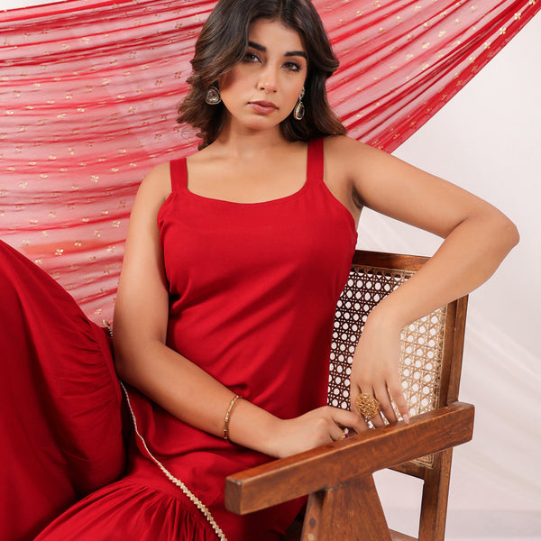 Janasya Dark Rayon Solid Straight Kurta Set