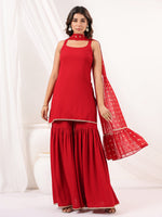 Thumbnail for Janasya Dark Rayon Solid Straight Kurta Set