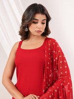Thumbnail for Janasya Dark Rayon Solid Straight Kurta Set