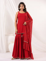 Thumbnail for Janasya Dark Rayon Solid Straight Kurta Set