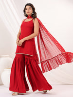 Thumbnail for Janasya Dark Rayon Solid Straight Kurta Set