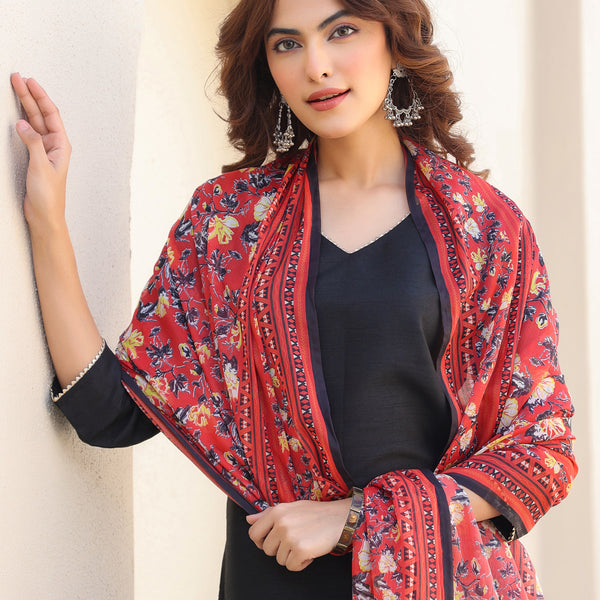 Janasya Dark Silk Blend Solid Straight Kurta Set