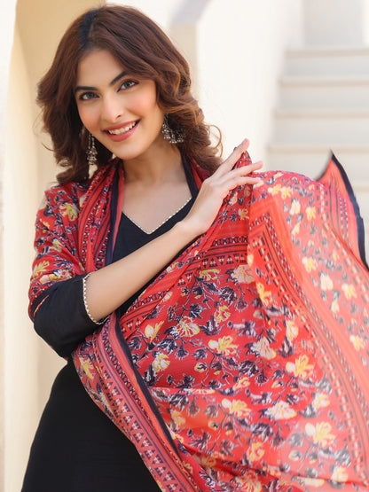 Janasya Dark Silk Blend Solid Straight Kurta Set - Distacart