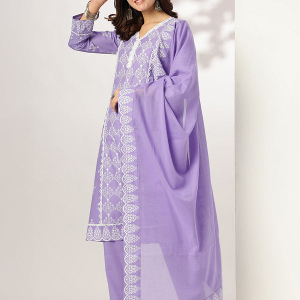 Janasya Light Cotton Ethnic Motifs A-Line Kurta Set