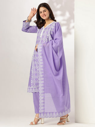 Janasya Light Cotton Ethnic Motifs A-Line Kurta Set