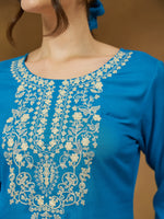 Thumbnail for Janasya Dark Rayon Embroidered Straight Tunic