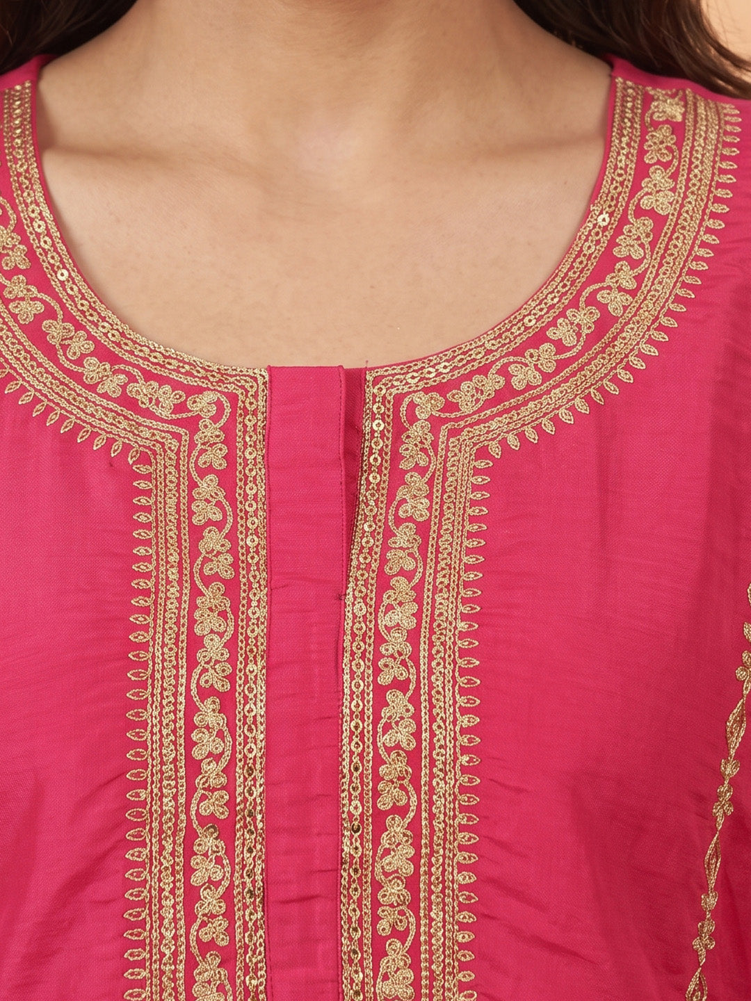 Janasya Pink A-Line Silk Blend Pant Co-ord Sets - Dista