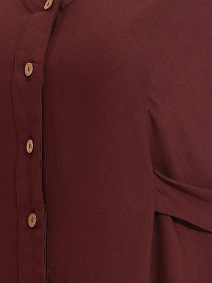 Janasya Brown A-Line Rayon Dress - Dista