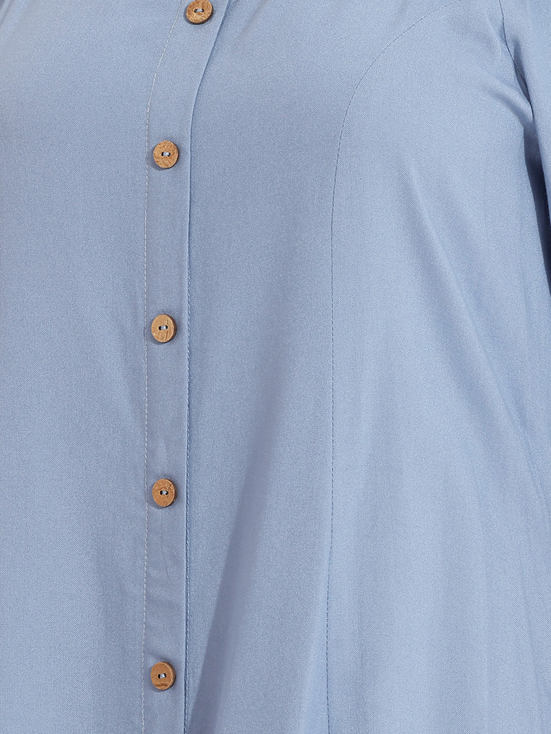 Janasya Ice Blue A-Line Rayon Dress - Dista