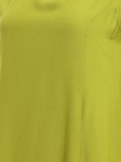Janasya Lime Green A-Line Rayon Dress - Dista