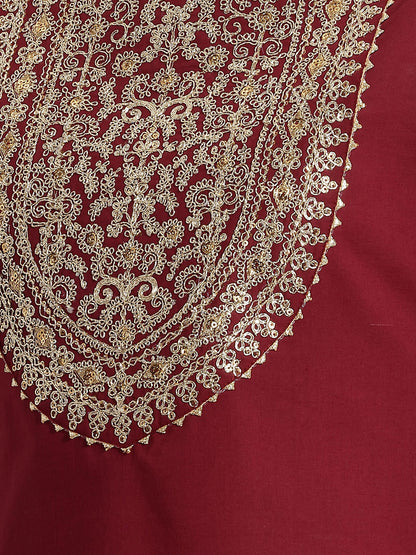 Janasya Maroon Straight Cotton Kurta & Bottom - Dista