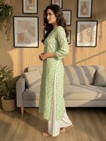 Thumbnail for Janasya Mint Straight Silk Blend Kurta - Dista