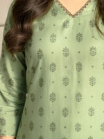 Thumbnail for Janasya Mint Straight Silk Blend Kurta - Dista