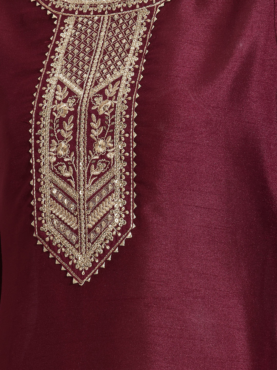 Janasya Wine Straight Silk Blend Kurta - Dista