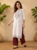 Janasya White Straight Cotton Kurta - Dista