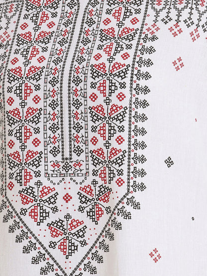 Janasya White Straight Cotton Kurta - Dista
