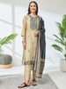 Janasya Olive Straight Chanderi Kurta,Bottom & Dupatta - Dista