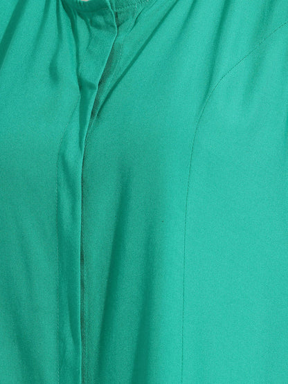 Janasya Green A-Line Rayon Top - Dista