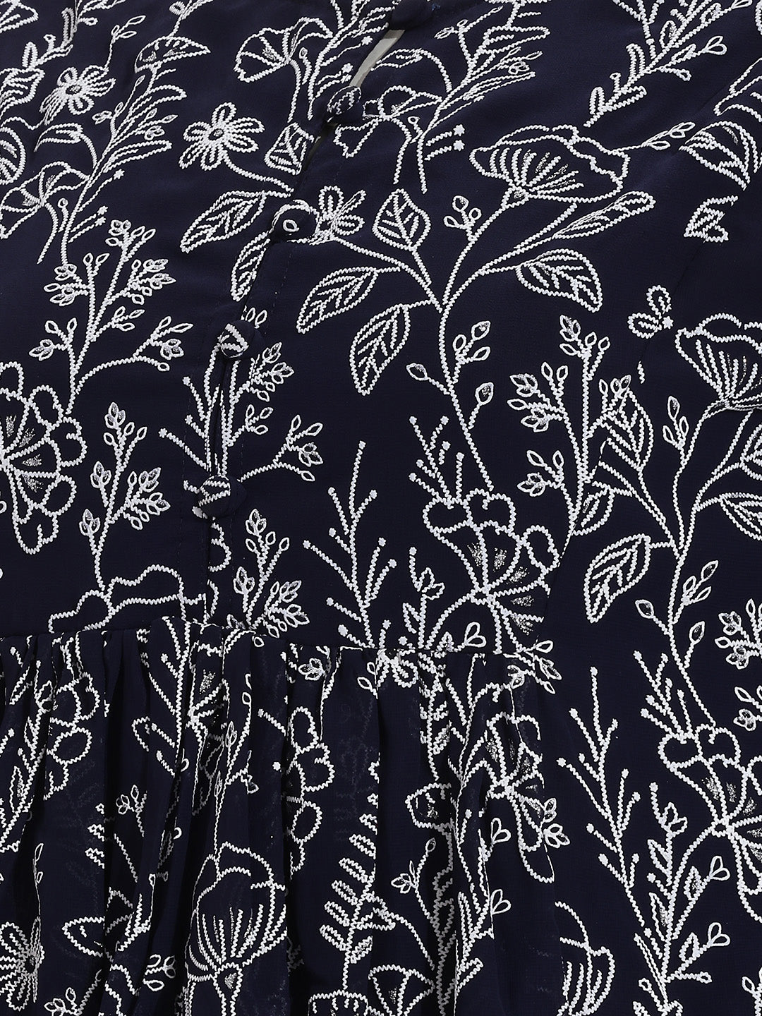Janasya Navy Blue Peplum Georgette Top - Dista