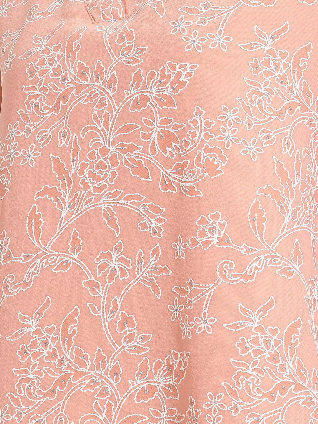 Janasya Peach A-Line Georgette Tunic - Dista