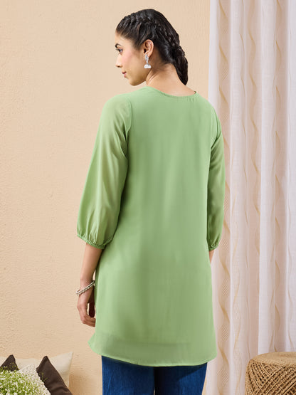 Janasya Mint A-Line Georgette Tunic - Dista