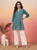Janasya Teal A-Line Georgette Tunic - Dista