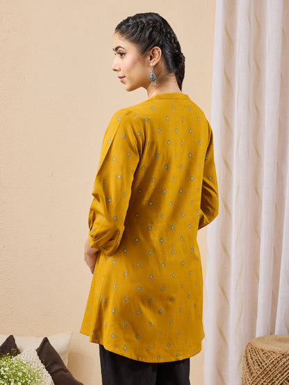 Janasya Mustard Straight Cotton Tunic - Dista