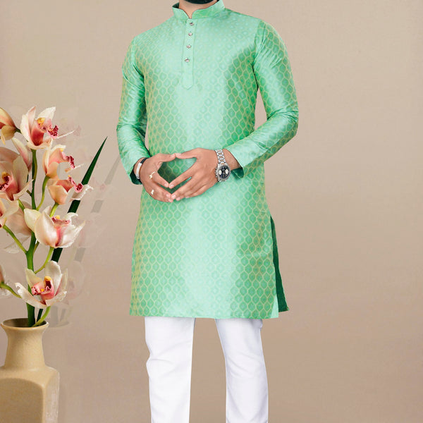 Neera Trendz Pista Jacquard Work Men's Kurta With Pyjama