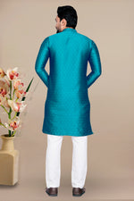 Thumbnail for Neera Trendz Rama Jacquard Work Men's Kurta With Pyjama