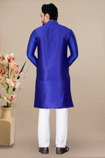Thumbnail for Neera Trendz Royal Blue Jacquard Work Men's Kurta With Pyjama